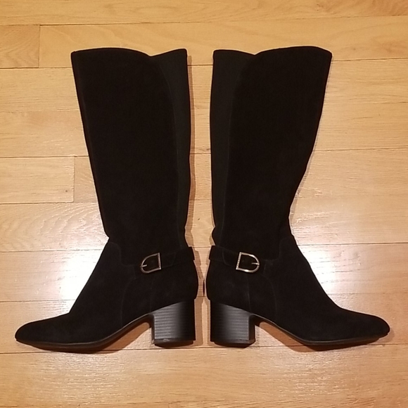 Anne Klein Honesty suede black knee boot size 9 - Picture 4 of 7